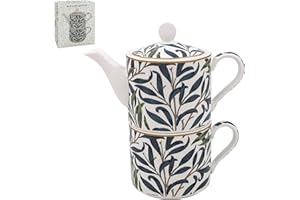 THE LEONARDO COLLECTION Lesser & Pavey Willow Bough Coffret cadeau avec théière en céramique 1 tasse et théière pour 1 personne | Théière pour maman, anniversaire ou fête des mères