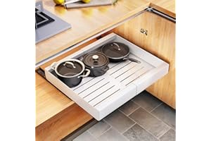 Sprifityy Cajón telescópico,cajones extraíbles expandibles,estantes de Almacenamiento con cajones extraíbles de Acero al Carbono,Ancho Ajustable 32-52 cm,sin Taladrar,Requiere Clavos(Blanco)