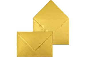 Netuno 20 sobres de color dorado C5 162 x 229 mm 150g solapa en pico engomada sobres elegantes para tarjetas de felicitación invitaciones bodas A5 cartas empresas folletos menús bonos vales Navidad