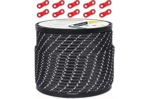 ‎HIKEMAN HIKEMAN 50M reflektierende Schnur Guy Seile Outdoor Zelt Führungsseil 100% Nylon Schnur Windlinie mit 10 Stück Aluminiumlegierung Spanner für Camping (black, Diameter 4 mm)