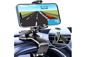 Tisoutec Car Phone Holder for Dashboard and Vents, 270° Vertical and 180°horizontally Rotation Car Mobile Phone Mount for iPhone/Samsung/Smart Devices/GPS Navigation Size Between 4.7-7 Inch, Black