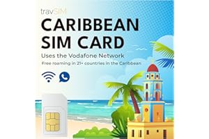‎TRAVSIM travSIM Karta SIM Caribbean | Sieć Vodafone | 15 GB danych z prędkością 4G/5G | Bezpłatny roaming w ponad 21 krajach na Karaibach | Plan na karcie SIM dla Karaibów jest ważny przez 7 dni