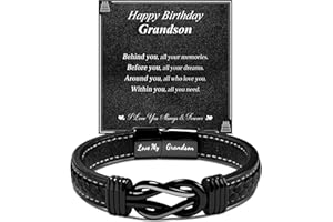 CheersLife Birthday Gifts for Men, Birthday Gifts for Him, Knot Leather Personalized Bracelet Birthday Presents for Him Dad Son Brother Grandson Nephew Uncle Boyfriend, Perfect Mens Birthday Gift