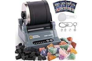 BLUE MARBLE National Geographic Kit de Pulidora de Rocas Hobby – Pulidora de Rocas Resistente y Antifugas con Temporizador de 7 Días, Kit Completo de Geología para Niños