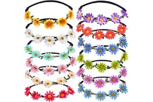 Bememo 12 Pezzi Multicolore Signora Ragazza Moda Corona di Fiori Fasce Floreali di Ghirlanda per Festival Matrimonio Festa