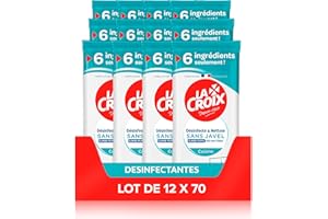 Lingettes nettoyantes La Croix Désinfectant sans Javel Cuisine - x70 Lot de 12