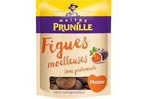 ‎MAÎTRE PRUNILLE MAÎTRE PRUNILLE - Figues Moelleuses Sans Pédoncule - Fruits Secs Plaisir - Riches En Fibres Et En Antioxydants - Pour Un Snack Ou À Cuisiner - Sans Conservateur - Sachet 500 g