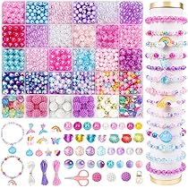 Kit 700 Perline Braccialetti - Cuori/Stelle Arcobaleno, Acrilico, Per Bigiotteria Fai Da Te