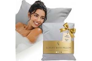 CLAESSONLIVING Luxury Bath Pillow for Tub - Thick and Comfortable Bathtub Pillow Support for Head and Neck and Back - Washable Quick-Drying Bath Pillows -Bath Cushion for Home Spa Soaking Tub Relaxation - Light Gray