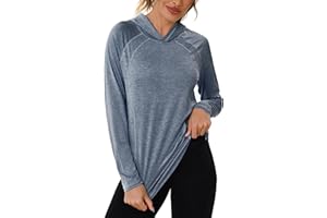 Terecey Camisetas Deportiva Mujer de Manga Larga UPF 50+ Top Transpirable con Capucha de Secado Rápido