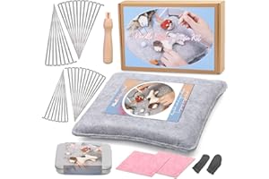 SUVSOON Needle Felting Tools with Felt Pad, 9.84 x 7.87 x 1.38 Inch Needle Felt Pad with 40 PCS Felt Needles & Wooden Needle Handle, Needle Felt Kit for Wool Felting Craft DIY