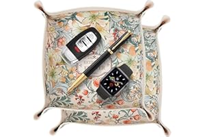 AIBAOBAO Svuotatasche Pelle 20 x 20 cm, 2 Pezzi Vassoio Portaoggetti da Ingresso, Svuota Tasche Moderno Design, Vassoio per Chiavi, con Chiusura a Bottoni per Chiavi Monete Guarda Portafoglio Gioielli