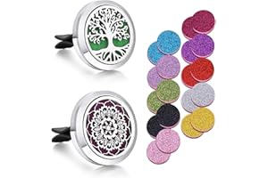 KALUROIL 2 PCS Diffusore di Oli Essenziali per Auto con 20 Feltrini Lavabili - Deodorante per Auto in Acciaio Inossidabile - Aromaterapia per Auto, Casa e Ufficio