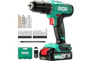 DCA ceuse à percussion sans fil 20V, 40 Nm de couple, mandrin autoserrant 13 mm, 22 500 CPM, 2 vitesses variables, 18+1+1, perceuse à percussion avec 14 forets/embouts pour brique, métal, bois