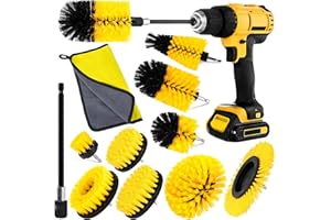 AOUVT 11 Pezzi Spazzola per Trapano, Spazzola per la Pulizia del Trapano Elettrico, Spazzola per la Pulizia Delle Ruote, Set Spazzole per Pulizia adatto per Cucina, Auto, Bagno, Piastrelle, Bicchiere
