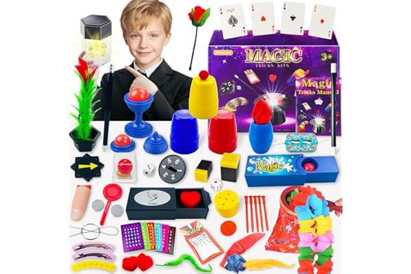 Mekkyes Kit de Magie - 80+ Coffret Magie Enfant avec Baguette Magique et Instructions, Incroyable Tour de Magie Jeux Enfant 3-12 Ans, Jouet Cadeaux pour Garçons Filles Tout-Petits Débutants
