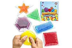 Richtim Sensory Water Beads: 6 Pack Sensory Bean Bags Fidget Water Bead with Premium Water Beads, Colorful Sensory Bead Toys Stress Autism Anxiety Relief Toys for Kids and Adults
