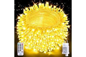 Auriostar Guirlande Lumineuse Exterieure, 20m 200LEDs Guirlande Lumineuse Noel Intérieur et Extérieur étanche IP44, 8 Modes avec Télécommande pour Noël, Chambre, Décoration Sapin de Noel (Blanc Chaud)