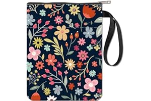 CRASPIRE Fundas para Libros de Flores Protector de Libros Fundas para Libros Florales para Libros de Bolsillo Funda de Tela Lavable para Libros con Cremallera Y Bolsillo Adicional para Amantes