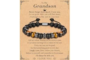 TEVOP Gifts for Dad Son Grandson Grandad Daddy, Tiger Eye Stone Bracelet Adjustable Bracelet Gifts from Daughter Mum Grandparents, Perfect Birthday Graduation Christmas Presents