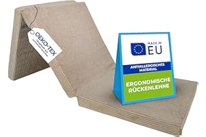 Pillows24 – Składany materac 195x80x10 cm z uchwytami i zdejmowanym pokrowcem | Materac gościnny i turystyczny | Oeko-TEX | Składana mata do spania dla dzieci, gości, do podróży | Cappuccino