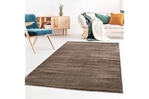 Taracarpet Kurzflor-Designer Uni Teppich extra weich fürs Wohnzimmer, Schlafzimmer, Esszimmer oder Kinderzimmer Gala braun 160x230 cm