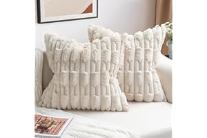 ZWJD Juego de 2 Fundas Cojines Beige 45x45 Fundas de cojín de Felpa de Piel Sintética Suaves Cojines Sofa Mullidos Decoración de Cojines Modernos para Sala de Estar Sofá Dormitorio del Coche