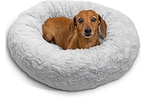 Best Friends by Sheri The Original Calming Donut Cat and Dog Bed in Lux Fur Gray, Small 23x23"