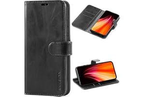 Mulbess Funda para Xiaomi Redmi Note 8 2019/2021, Funda Libretto, Concha Interna de TPU, Ranura para Tarjeta, Cierre Magnético, Vintage Negro
