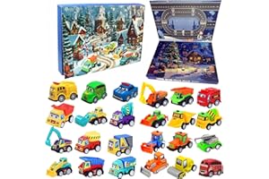 HENFUME Calendario Adviento 2024 Con 24 Camiones De Juguete Para NiñOs,Calendario Adviento Hot Wheels,Calendario Adviento Infantil,Camion Hot Wheels NiñOs + 3 AñOs,Ideal Para Regalo Sorpresa De Navidad