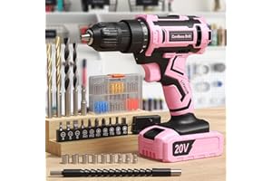 VIWKO Cordless Pink Drill, 20V Electric Combi Drill Set with 85 Accessories, 2.0Ah Rechargeable Battery Power Drills, Electric Screwdriver 370 in-lb 25+1 Torque, Power Tools for DIY & Home Projects