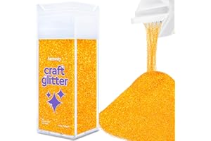 Hemway Craft Glitter Shaker 130g / 4.6oz Glitter for Arts, Crafts, Resin, Tumblers, Nails, Painting, Decoration, Festival, Cosmetic, Body - Microfine (1/256" 0.004" 0.1mm) - Fluorescent Orange