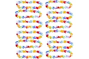 YIAJIA 12 Pcs Hawaiian Garlands,Hawaiian Party Decorations Luau Aloha Flower Hawaiian Lei Garlands Perfect Hawaiian Fancy Dress,Beach Party Supplies,Tropical Hawaiian Pool Party Accessories for Adults Kids