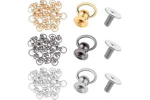 Amaxiu Juego de 60 remaches de cabeza redonda con anillo de tracción, remaches de cuero de 3 colores de 8 mm, kit de remaches de tornillo para manualidades, cartera, teléfono, funda, bolso, mochila