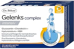 DR BÖHM Dr. Böhm Gelenks complex intensiv: Für Gelenke, Knochen, Knorpel & Bandscheiben, Trinkpulver mit Gelenknährstoffen, Calcium & Vitamin D, mit Mango-Geschmack, 30 Stk