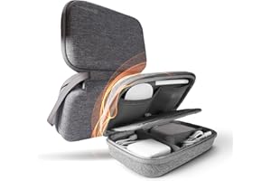 Smatree Custodia rigida per Apple Magic Mouse, caricatore Magsafe, adattatore di alimentazione, cavo USB, pensili, custodia per accessori elettronici per Macbook, piccola borsa - grigio