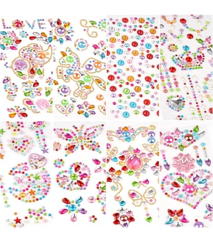 12 Bögen Strass-Aufkleber - Selbstklebende Edelsteine Für Bastelprojekte