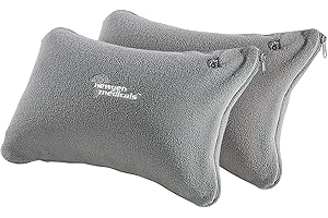 ‎NEWGEN MEDICALS Newgen Medicals Kopfkissen aufblasbar: 2 aufblasbare Nacken- und Reisekissen mit Fleece-Bezug, dunkelgrau (Kissen, Reise-Kissen, Aufblasbarer Polster)