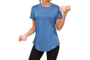 Gyabnw T-Shirt Sportiva da Donna Maglietta Sportiva Donna Manica Corta Spalla in Rete Traspirante Top Fitness Yoga Corsa Danza