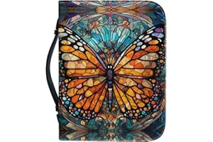 Kuiaobaty Buntglas-Schmetterlings-Bucheinband mit Reißverschluss, 22,9 x 15,2 cm, Mosaik-Kunst, Bibel-Schutzhüllen, hält und schützt