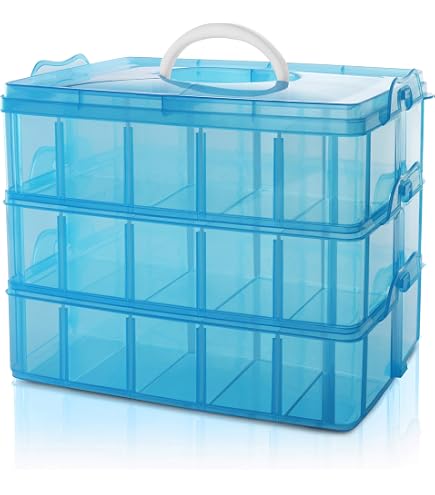 Kurtzy 3 Laags Stapelbare Plastic Opbergdoos Dubbel Pak - Tot 30 Compartimenten, Transparant