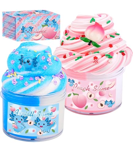 Kit Slime - 3 Pack Jelly Cube Slime Trasparente Croccante con Charm Blu, Anguria e Ananas, Giocattoli Antistress Carini e Aesthetic per Ragazze e Ragazzi, Idee Regalo di Compleanno Divertenti