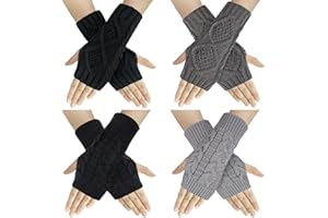 Chalier Fashion Fingerlose Handschuhe Für Damen Warme Winter-Armhandschuhe Handgelenk-Armstulpen Gestrickte Fäustlinge Halbe Fingerhandschuhe Für Damen Und Mädchen