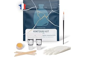 Kit Kintsugi DIY – Réparation Céramique Dorée – Idée Cadeau Créatif – Pour Mug, Assiette, Porcelaine, Verre – Kit Complet Époxy & Poudre Or – Assemblé en France – KintsugiBox Petit 16ml Or - Toolima