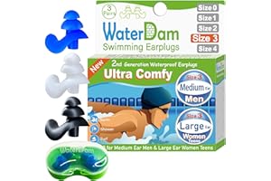 WaterDam Tappi per le orecchie da nuoto, impermeabili, ultra comodi, per prevenire l'orecchio del nuotatore (taglia 3+3+3: orecchio medio per uomini e grandi orecchie adolescenti e donne)