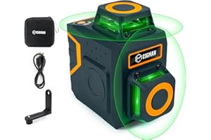 CIGMAN Niveau Laser Vert 2x360°, Laser Chantier Auto-nivelant avec Support Magnétique, Batterie Li-ion Intégrée CM720SE