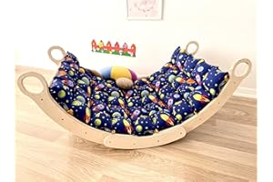 My Photostation.com Montessori Set di 2 Pezzi Arco e Cuscino Arrampicata in Legno Arco Arrampicata Arco Pikler, Set Triangolo per Bambini Cuscino Arrampicata