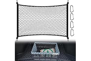 HXC Gepäcknetz Auto 80X60cm Kofferraumnetz Erstreckt Sich auf 160x120cm Elastisches Kofferraum Netz mit 4 Haken Gepäcknetz Wohnmobil Ladungssicherung für die Meisten Autos