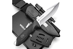 WOLFGANGS ODENWOLF W3 nóż outdoorowy ze stałym ostrzem – w zestawie pochwa + krzesiwo – idealny nóż myśliwski wykonany z jednego kawałka stali D2 – nóż survivalowy premium – nóż Bushcraft Outdoor