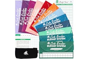 Clever Fox Enveloppes de Caisse Système Budgétaire - Enveloppes d'Argent Budget Epargne, 12 Couleurs, Résistant à la Déchirure et à l'Eau, Pochette de Transport 12 Feuilles de Budget Suivi Dépenses
